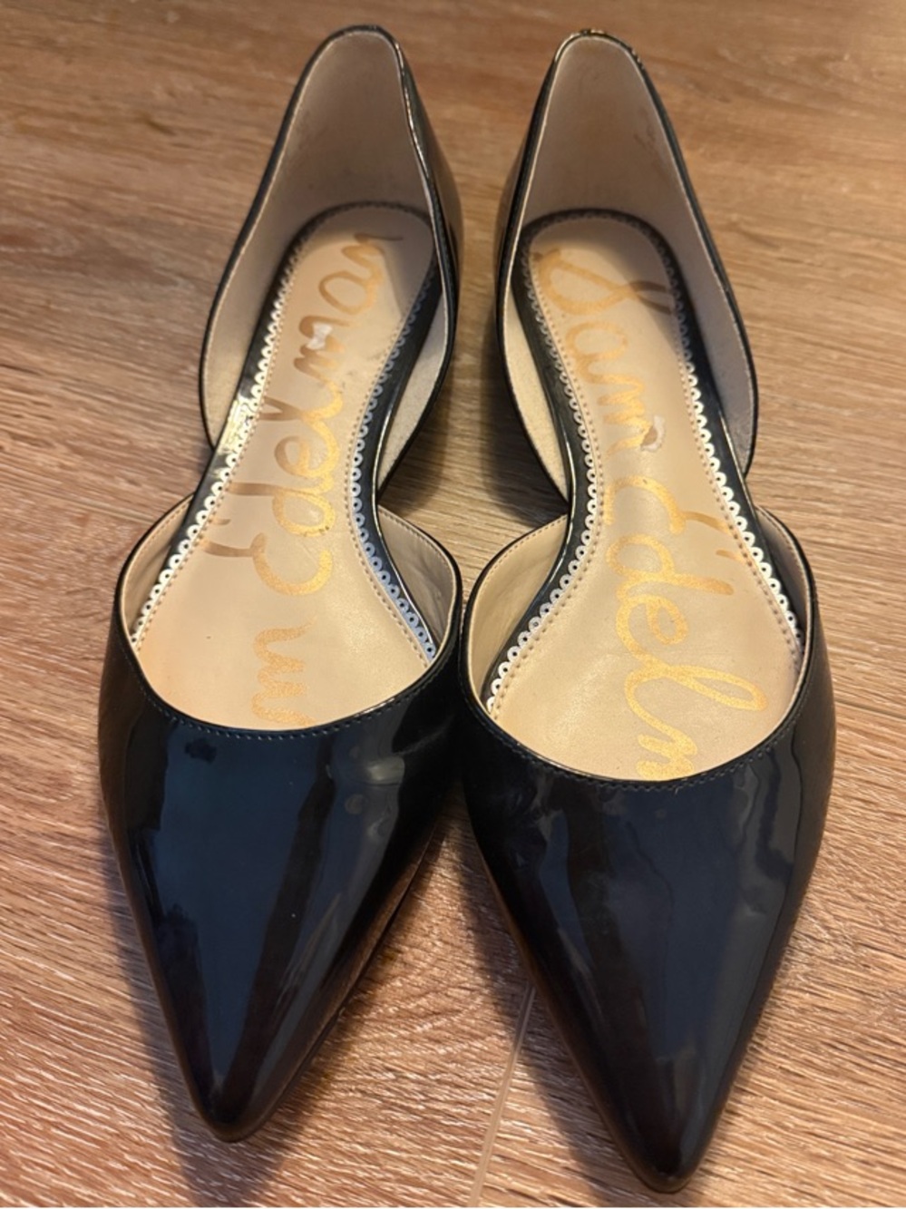 Sam Edelman Black Patent Pointed D'Orsay Flats